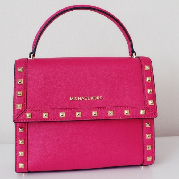 Michael Kors Handbags - Michael Kors Dillon Studded Ultra Pink Leather Bag